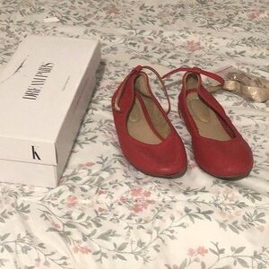 Dream Pairs Red Ballet Flats with Ankle Straps